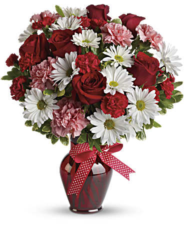 Hugs and kisses bouquet with red roses-Val