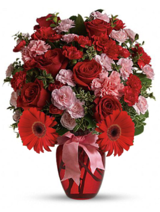 Dance with me bouquet with red roses